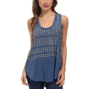 Rebecca Taylor silk studded‎ tank Blue sz.6 $350 women's